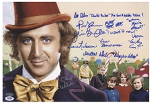 Willy Wonka Cast-Signed 18 x 12 Photo With Actors Adding Their Characters Names & Best Bits of Dialogue -- With PSA/DNA COA for All Six Signatures